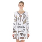 I Love Cooking Baking Utensils Knife Long Sleeve Velvet V-neck Dress