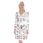 I Love Cooking Baking Utensils Knife Long Sleeve Velvet Front Wrap Dress