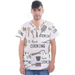 I Love Cooking Baking Utensils Knife Men s V-Neck Scrub Top