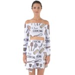I Love Cooking Baking Utensils Knife Off Shoulder Top with Skirt Set