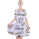 I Love Cooking Baking Utensils Knife Quarter Sleeve A-Line Dress