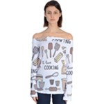 I Love Cooking Baking Utensils Knife Off Shoulder Long Sleeve Top
