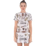 I Love Cooking Baking Utensils Knife Drop Hem Mini Chiffon Dress
