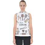 I Love Cooking Baking Utensils Knife Mock Neck Shell Top