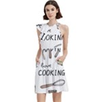I Love Cooking Baking Utensils Knife Cocktail Party Halter Sleeveless Dress With Pockets
