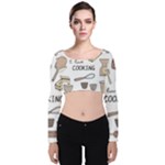 I Love Cooking Baking Utensils Knife Velvet Long Sleeve Crop Top