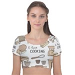 I Love Cooking Baking Utensils Knife Velvet Short Sleeve Crop Top 