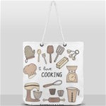 I Love Cooking Baking Utensils Knife Full Print Rope Handle Tote (Large)
