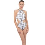 I Love Cooking Baking Utensils Knife Halter Side Cut Swimsuit