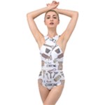 I Love Cooking Baking Utensils Knife Cross Front Low Back Swimsuit
