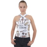 I Love Cooking Baking Utensils Knife Cross Neck Velour Top