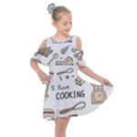 I Love Cooking Baking Utensils Knife Kids  Shoulder Cutout Chiffon Dress