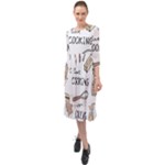 I Love Cooking Baking Utensils Knife Ruffle End Midi Chiffon Dress