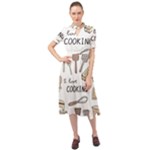 I Love Cooking Baking Utensils Knife Keyhole Neckline Chiffon Dress