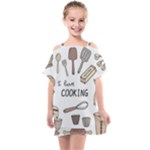 I Love Cooking Baking Utensils Knife Kids  One Piece Chiffon Dress