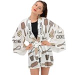 I Love Cooking Baking Utensils Knife Long Sleeve Kimono