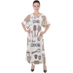 I Love Cooking Baking Utensils Knife V-Neck Boho Style Maxi Dress
