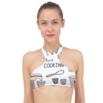 I Love Cooking Baking Utensils Knife High Neck Bikini Top