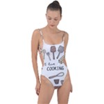 I Love Cooking Baking Utensils Knife Tie Strap One Piece Swimsuit