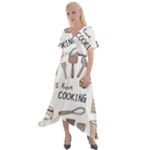 I Love Cooking Baking Utensils Knife Cross Front Sharkbite Hem Maxi Dress