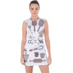 I Love Cooking Baking Utensils Knife Lace Up Front Bodycon Dress