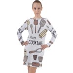 I Love Cooking Baking Utensils Knife Long Sleeve Hoodie Dress