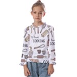 I Love Cooking Baking Utensils Knife Kids  Frill Detail T-Shirt