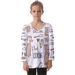 I Love Cooking Baking Utensils Knife Kids  V Neck Casual Top