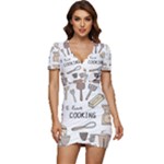 I Love Cooking Baking Utensils Knife Low Cut Cap Sleeve Mini Dress