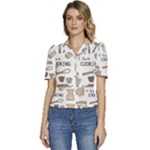 I Love Cooking Baking Utensils Knife Puffed Short Sleeve Button Up Jacket