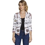 I Love Cooking Baking Utensils Knife Women s Casual 3/4 Sleeve Spring Jacket