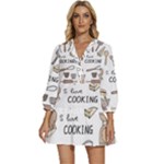 I Love Cooking Baking Utensils Knife V-Neck Placket Mini Dress