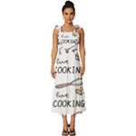 I Love Cooking Baking Utensils Knife Tie-Strap Tiered Midi Chiffon Dress