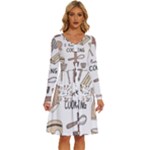 I Love Cooking Baking Utensils Knife Long Sleeve Dress With Pocket