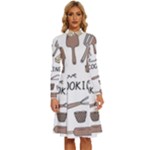I Love Cooking Baking Utensils Knife Long Sleeve Shirt Collar A-Line Dress