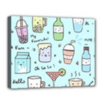 Drinks Cocktails Doodle Coffee Canvas 14  x 11  (Stretched)
