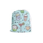 Drinks Cocktails Doodle Coffee Drawstring Pouch (Medium)
