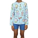 Drinks Cocktails Doodle Coffee Kids  Long Sleeve Swimwear