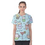 Drinks Cocktails Doodle Coffee Women s Cotton T-Shirt