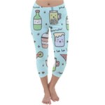 Drinks Cocktails Doodle Coffee Capri Winter Leggings 