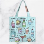 Drinks Cocktails Doodle Coffee Zipper Grocery Tote Bag