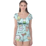 Drinks Cocktails Doodle Coffee Boyleg Leotard 