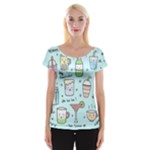 Drinks Cocktails Doodle Coffee Cap Sleeve Top