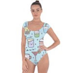 Drinks Cocktails Doodle Coffee Short Sleeve Leotard 