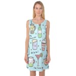 Drinks Cocktails Doodle Coffee Sleeveless Satin Nightdress