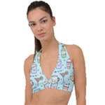 Drinks Cocktails Doodle Coffee Halter Plunge Bikini Top