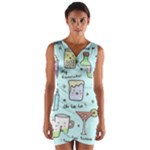 Drinks Cocktails Doodle Coffee Wrap Front Bodycon Dress