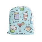 Drinks Cocktails Doodle Coffee Drawstring Pouch (XL)