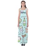 Drinks Cocktails Doodle Coffee Empire Waist Maxi Dress