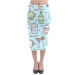 Drinks Cocktails Doodle Coffee Midi Pencil Skirt